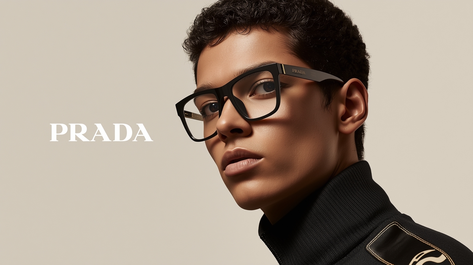 High-fashion banner featuring Prada sunglasses